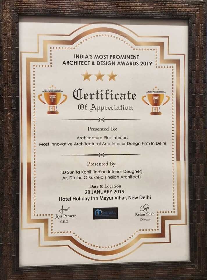 India's Most Prominent Architect & Design Awards 2019